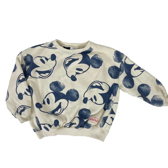 Zara Shirts & Tops Disney X Zara Mickey Mouse Disney Faces Kids Varsity Sweatshirt Size 45